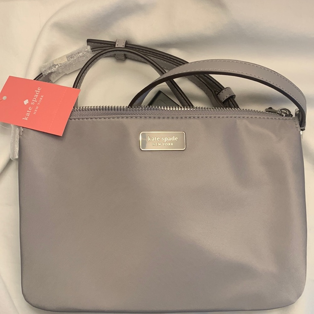 NWT Kate Spade triple gusset crossbody - nimbus grey